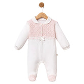 Grenouillère unie avec partie supérieure effet carreaux 1 pcs