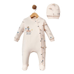 Grenouillère Let's GO on vacation 1 bonnet coton bio