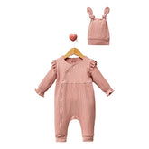 Grenouillère unie girly style 1 bonnet coton bio