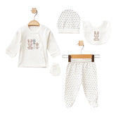 Coffret naissance Lapin fleury 5 pcs coton unisexe