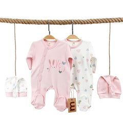 Pack de 2 grenouillères 2 bonnets LOVE matchy coton
