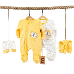Pack de 2 grenouillères 2 bonnets lions unisexe matchy coton