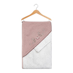 Cape de bain multi fleurs avec 1 gant 80x90 cm