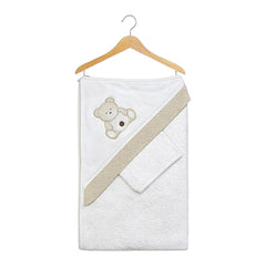 Cape de bain nounours happy 1 gant 80x90 cm