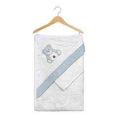 Cape de bain nounours happy 1 gant 80x90 cm