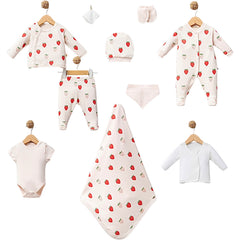 Coffret naissance Fraise 10 pcs coton bio