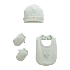Pack bonnet moufles et bavoir little nounours