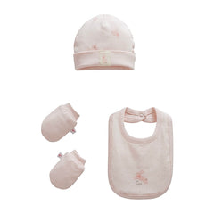 Pack bonnet moufles et bavoir little Lapine