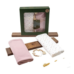 Coffret de 2 langes cœurs avec attache tétine 80x90 cm