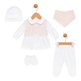 Pack naissance classy girl avec partie supérieure effet carreaux 5 pcs coton