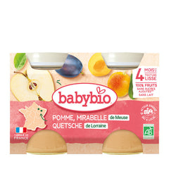 Babybio - Pomme Mirabelle de Meuse Quetsche de Lorraine 2x130 gr 4m+