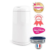 Angelcare - Poubelle À Couches Dress Up Blanc Grande Capacité (inclus 1 recharge Anti-Odeurs)