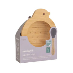Set Bol en Bois et Cuillère - Oiseau Miniland 6m+