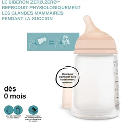 Biberon Anti-Coliques Zero.Zero Débit Moyen 270ml 3m+ - Suavinex