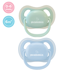 MAMMIA – Pack de 2 sucettes Natural Feeling 0-6 mois - Mint bleu