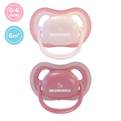 MAMMIA – Pack de 2 sucettes Natural Feeling 0-6 mois - Rouge rosé ekru