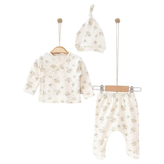 Pack naissance Champignons 3 pcs avec moufles intégrés coton