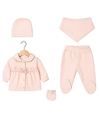 Pack naissance jolie nœud centré full saumon 5 pcs velours