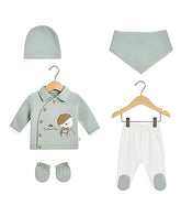 Pack naissance Gentlemen velours 5 pcs mint blanc