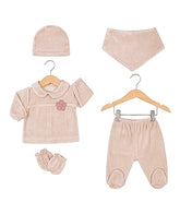 Pack naissance full pudra avec petite fleur côté velours 5 pcs