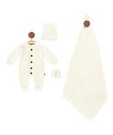 Coffret Triko épais grenouillère bonnet chausson couverture 4 pcs