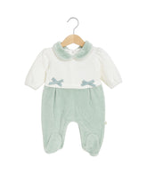 Grenouillère 2 petites fleurs côtés velours