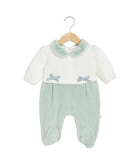 Grenouillère 2 petites fleurs côtés velours