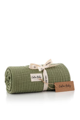 Couverture mousseline 4 Layers 120x120 cm - Grass Green Olive