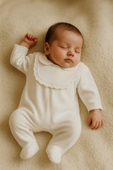 Grenouillère col froufrou velours