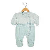 Grenouillère nœud froufrouté col et milieu velours 1 pcs