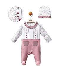 Grenouillère classe complète 1 bonnet baby girl