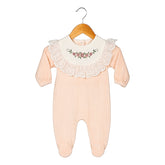 Grenouillère unie col flowers velours