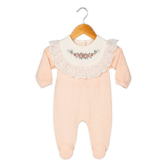 Grenouillère unie col flowers velours