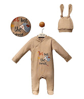 Grenouillère Get lost in the forest 1 bonnet coton