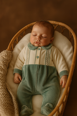 Grenouillère micro carreaux velours