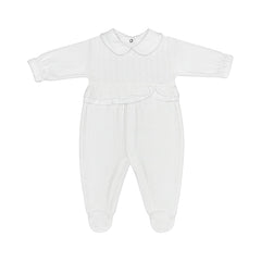 Grenouillère full white Lovely Flower velours