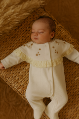 Grenouillère froufrou fleury velours