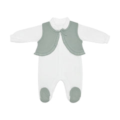 Grenouillère avec gilet froufrou jolie nœud velours