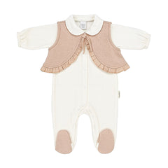 Grenouillère avec gilet froufrou jolie nœud velours