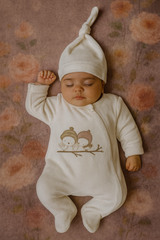 Grenouillère Winter time velours 1 bonnet