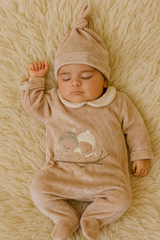 Grenouillère Winter time velours 1 bonnet