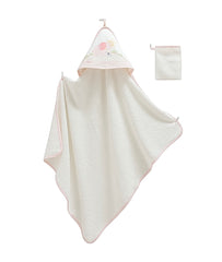 Cape de bain avec gant Little Family 82x90 cm Blanc rose 0m+