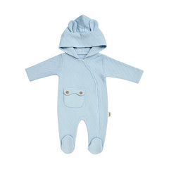 Grenouillère a capuche poche côtée velours