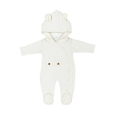 Grenouillère a capuche poche côtée velours