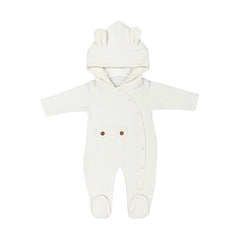 Grenouillère a capuche poche côtée velours