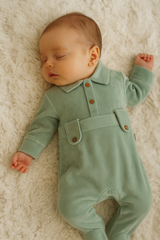 Grenouillère unie Baby Boy velours