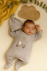 Grenouillère Nounours road fermeture zip 1 bonnet velours