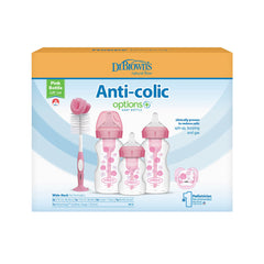 Dr. Brown’s Options+ Anti-colic Bottle Giftset | Biberons à col large rose