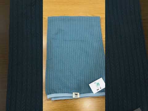 Couverture triko coton 115x110 cm bleu