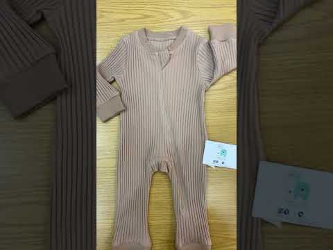 Grenouillère unie longue beige 1 pcs coton